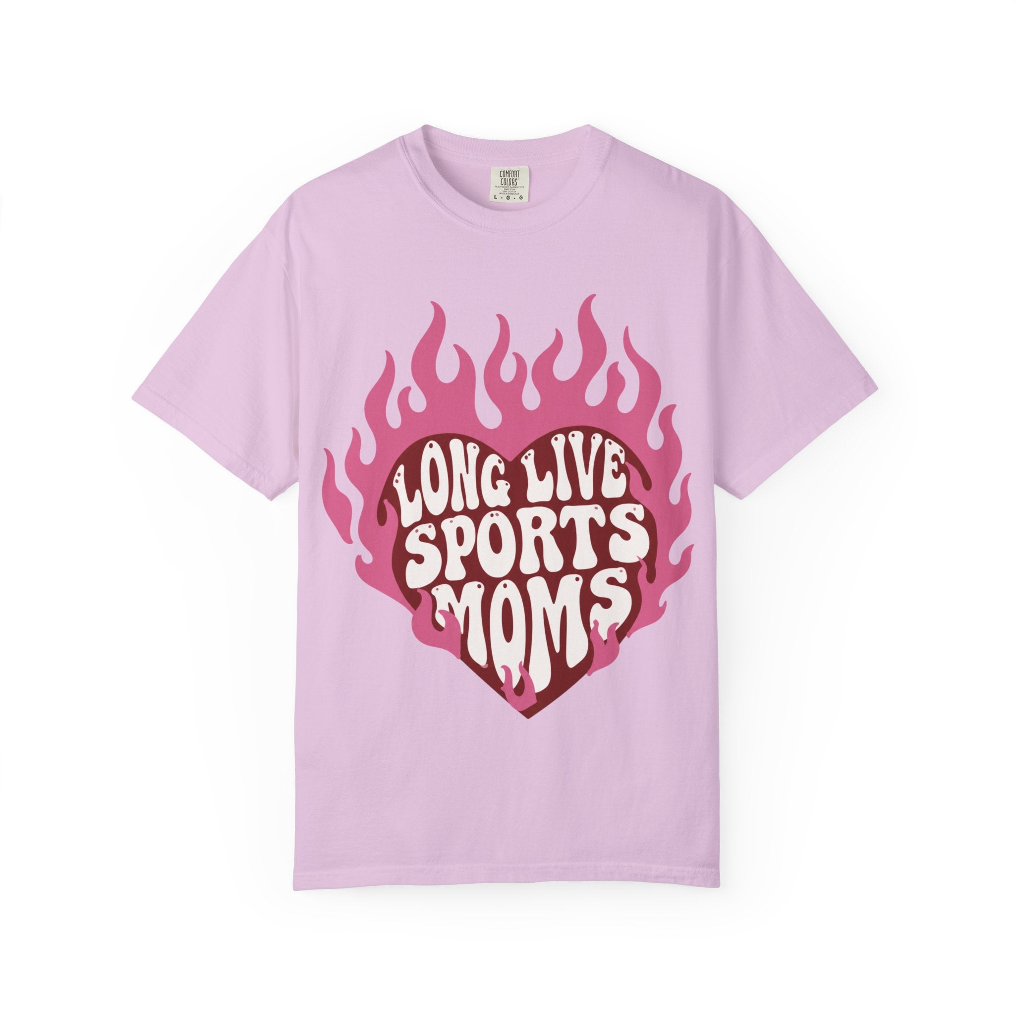 Long Live Sports Moms T-Shirt | Heart Flame Graphic, Athletic Mom Tee