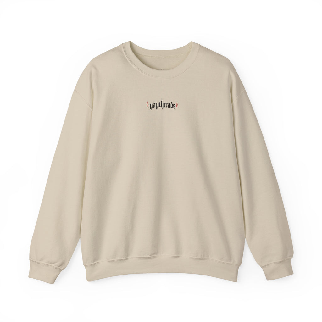 Flaming Heart Crewneck Sweatshirt — 'yapthreads' Graphic Pullover