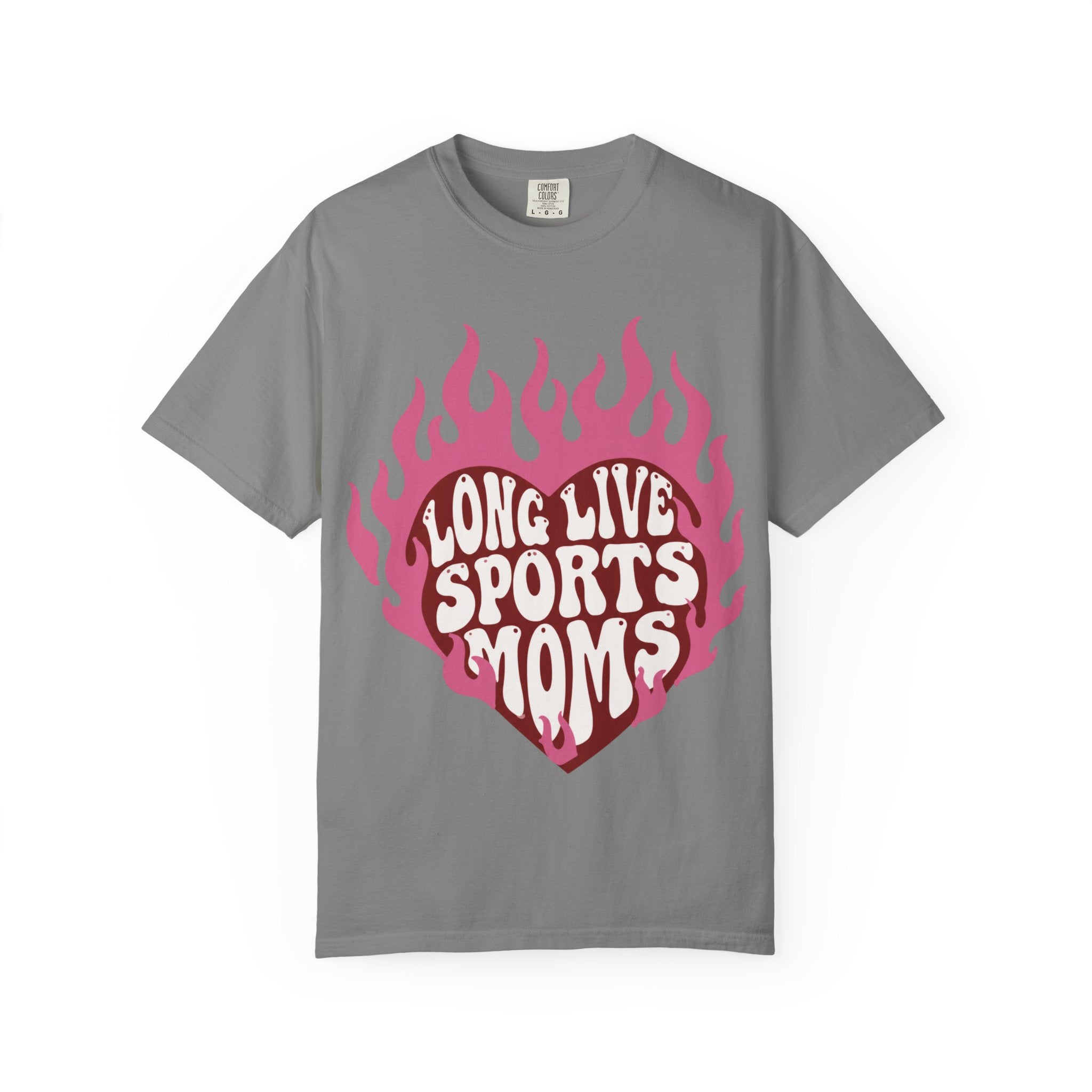 Long Live Sports Moms T-Shirt | Heart Flame Graphic, Athletic Mom Tee