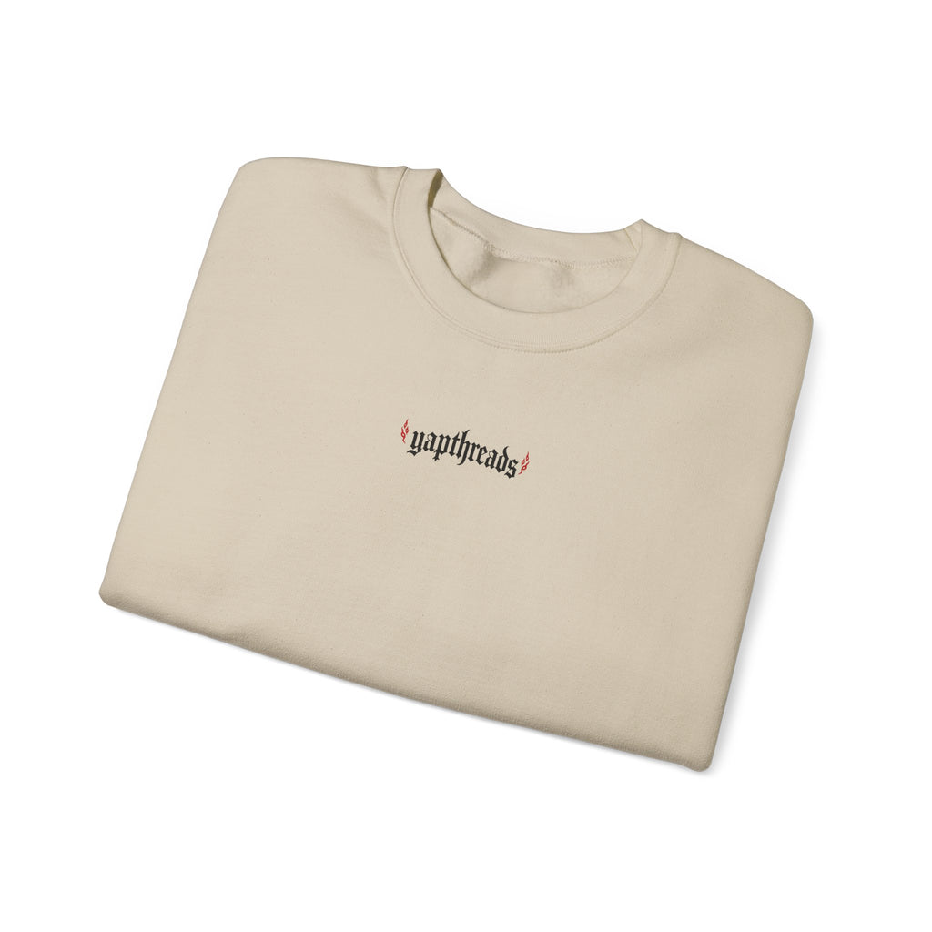 Flaming Heart Crewneck Sweatshirt — 'yapthreads' Graphic Pullover