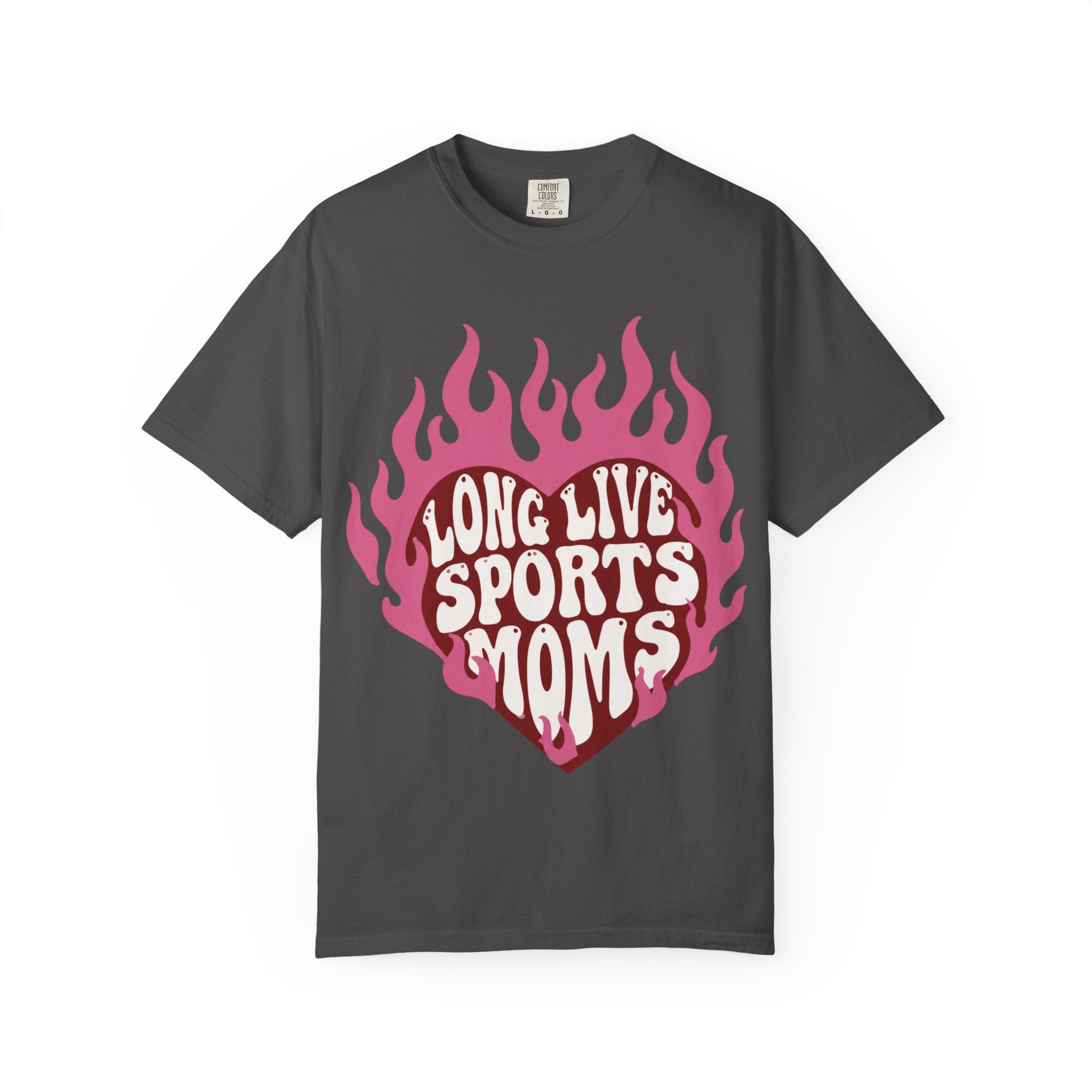 Long Live Sports Moms T-Shirt | Heart Flame Graphic, Athletic Mom Tee
