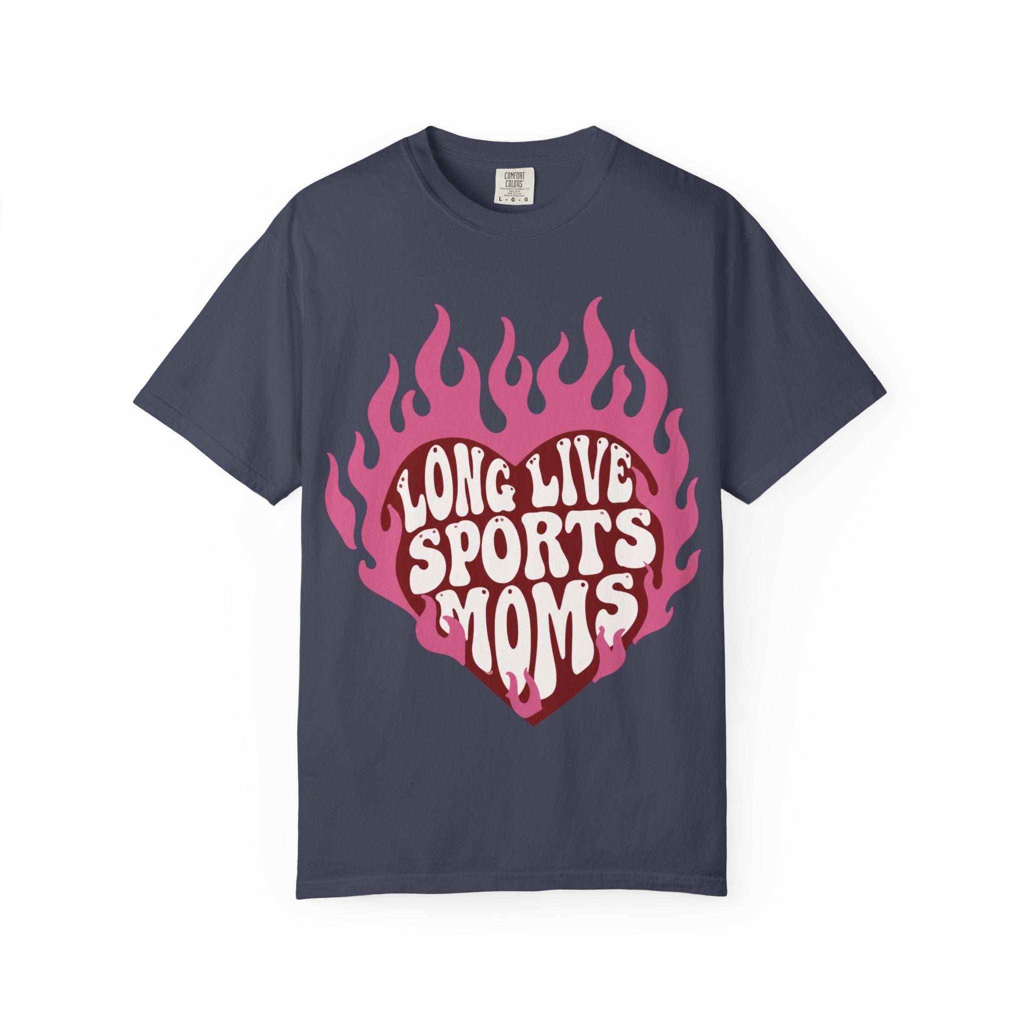 Long Live Sports Moms T-Shirt | Heart Flame Graphic, Athletic Mom Tee