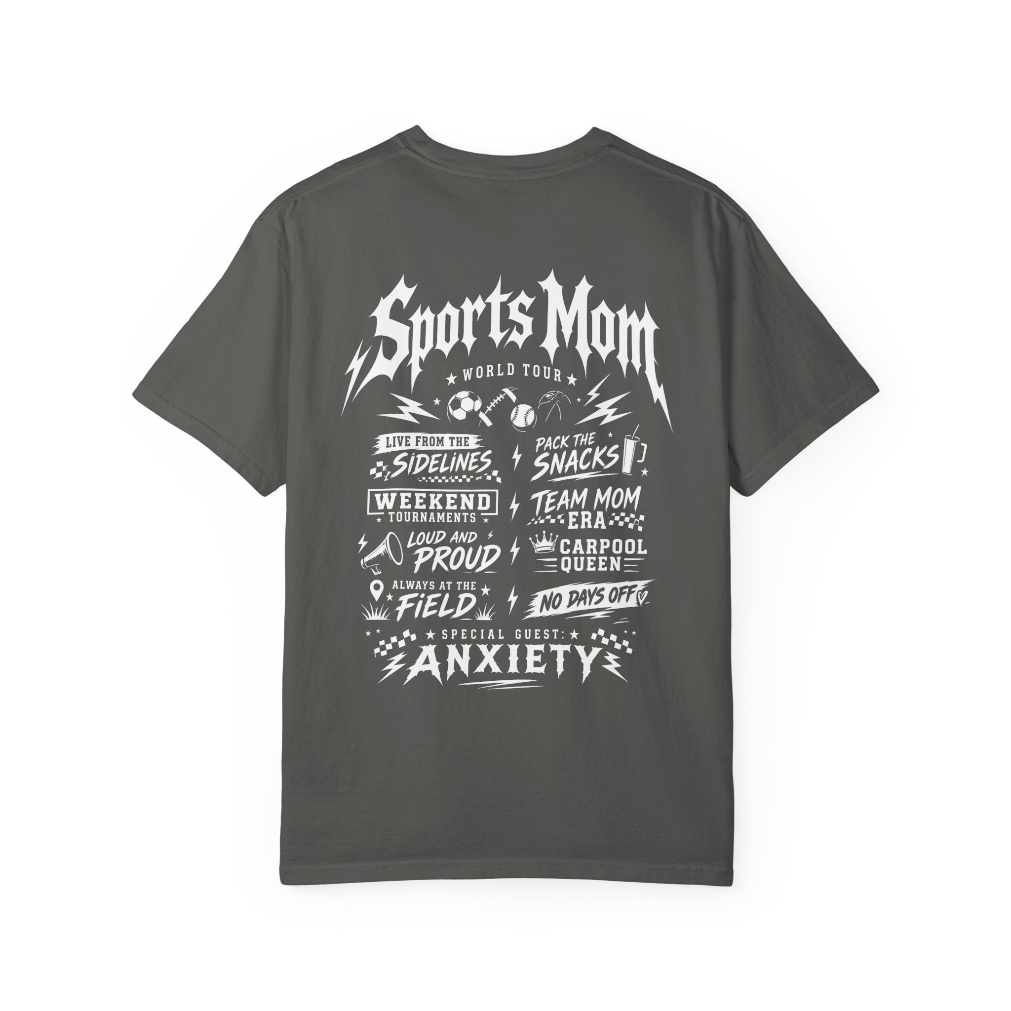 Sports Mom graphic T-shirt | 'Sports Mom World Tour' design